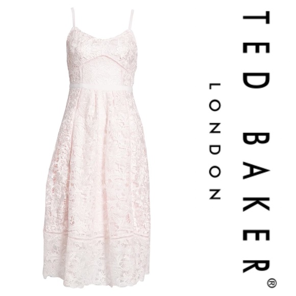 Ted Baker Valens Lace Midi Dress - Pale Pink - Picture 5 of 8